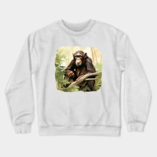 Cute Chimpanzee In Jungle Crewneck Sweatshirt